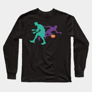 Left Hand Layup Xing Ze Hu Cool Purple and Green Silhouette Graphic Long Sleeve T-Shirt